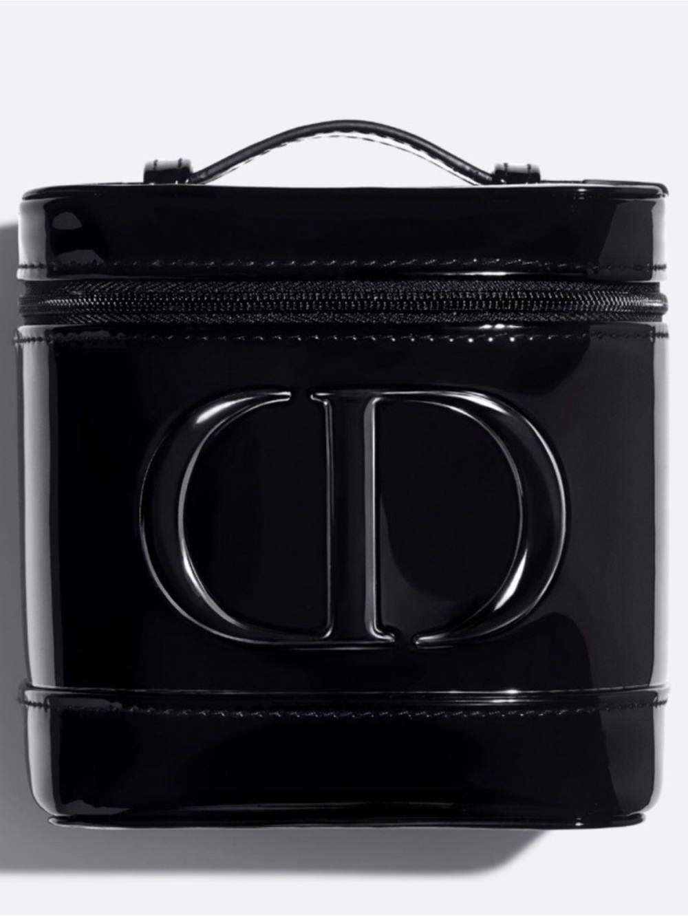 Dior Black Patent Leather Toiletry Bag with Embossed CD